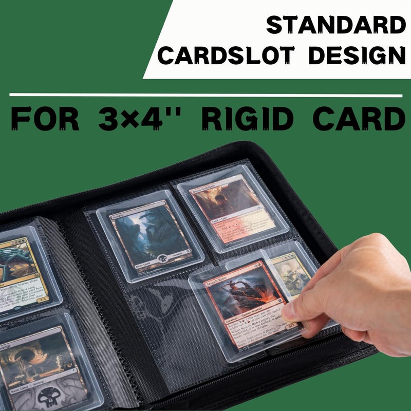 KUOOKING Toploader Binder, Holds 128+ Toploaders, 4 Pocket Top Loader Card Storage Case, Double-Sided Pockets for trading card in 3 x 4'' Toploaders（Green） - Image 5